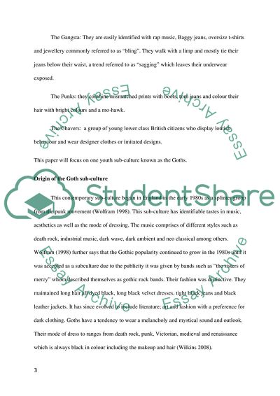 Youth Culture That Exists in the UK Today Focusing on Gothic Culture