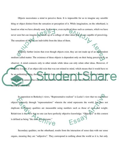 Critical Analysis of Lockes Representative Realism and Berkeleys Subjective Idealism