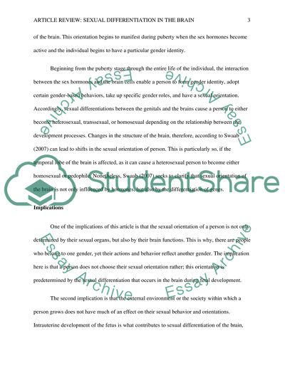 Process of sexual differentiation