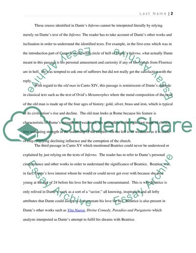 Cruxes Identified in Dantes Inferno