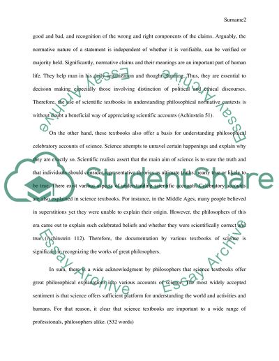 How science textbooks provide philosophical normative or celebratory -- accounts of science