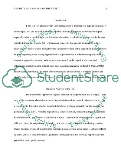 Statistical Analysis of the T-test