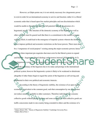 Theory of Hegemonic Stability