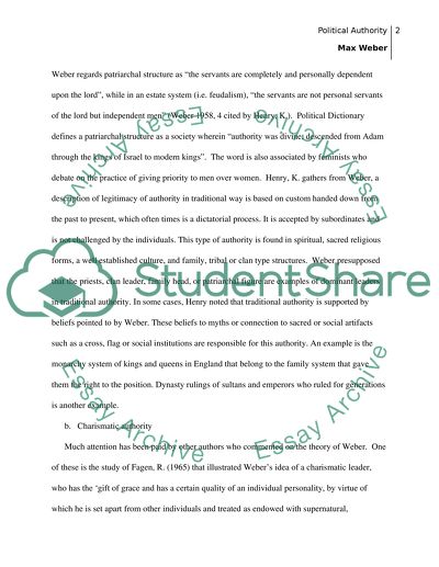 Max Webers Concept of Political Authority