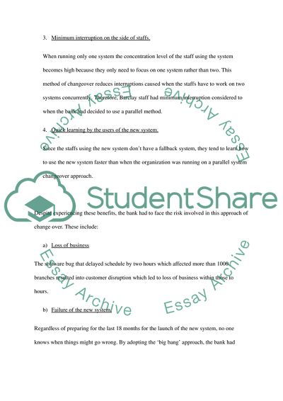 Barclays bank approach to system implementation ((business information system))