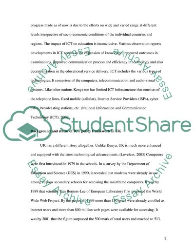 Comparison on National Policies of ICT in Education in Kenya and the United Kingdom