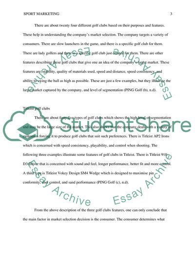Market Selection Decisions of PING Anser Driver Golf Club