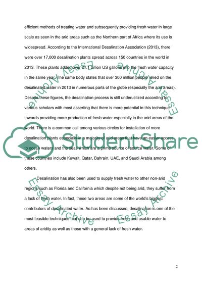 Techniques Used to Provide Fresh Water the Worlds Arid Areas