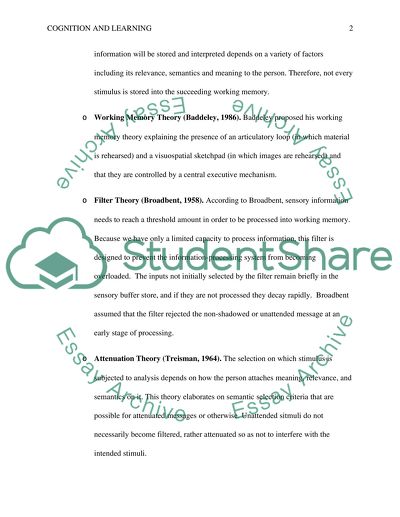 Cognitive and Learning Theories