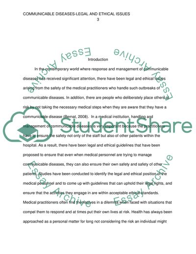 Communicable Diseases: Legal and Ethical Issues