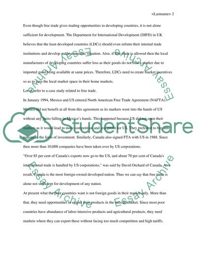 Free Trade and Poor Countries