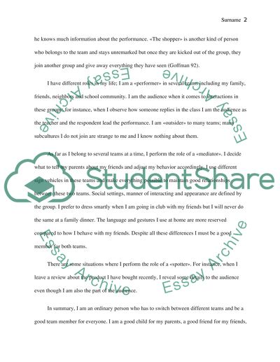 The Concept of Dramaturgy Developed by Erving Goffman