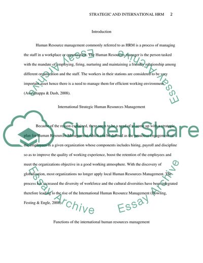 Strategic and International HRM