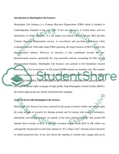 Public Relation campaign for Huntingdon Life Sciences