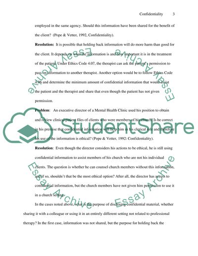 Confidentiality as an Ethical Dilemma