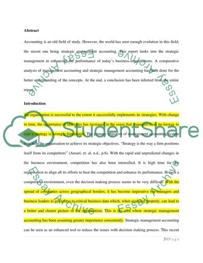 Strategic Management Accounting