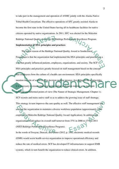 Directions for the Healthcare Company: Southcentral Foundation