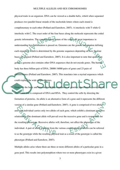 Multiple Alleles, the Inheritance of Sex Chromosomes and Sex-Linked Characteristics