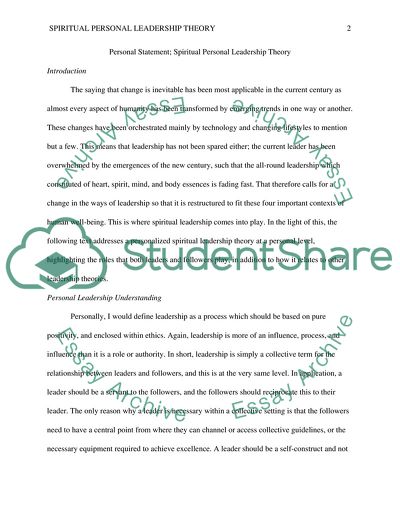 Spiritual Personal Leadership Theory