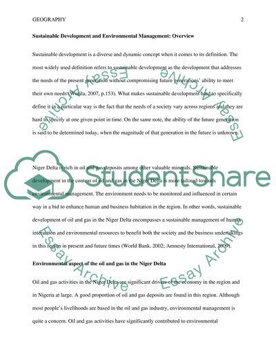 Improving sustainable development of oil and gas in the Niger Delta in Nigeria