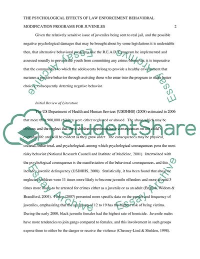 Law Enforcement Behavioral Modification Programs for Juveniles