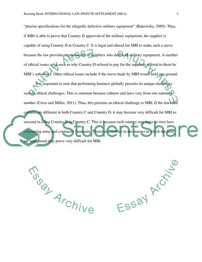 International Law Dispute Settlement (DB-2)