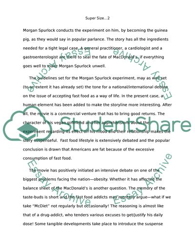 super size me personal response essay