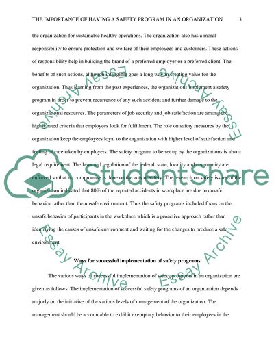 The importance of having a safety program in an organization