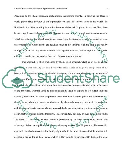 Liberal, Marxist and Neorealist Approaches to Globalisation