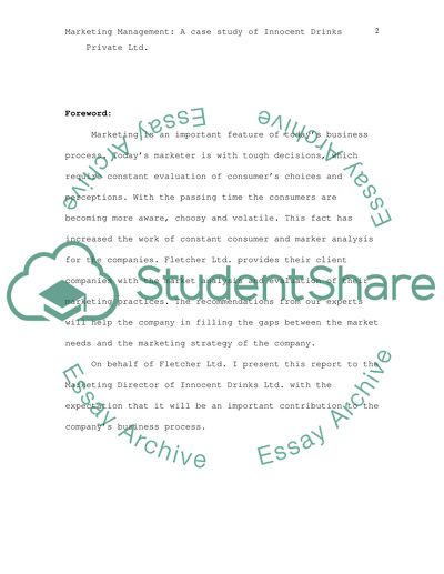 Marketing Management: A case study of Innocent Drinks Private Ltd