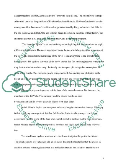 Analysis of The House of Spirits Novel of Isabel Allende