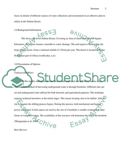 Feasibility of Different Techniques for Providing Fresh Water