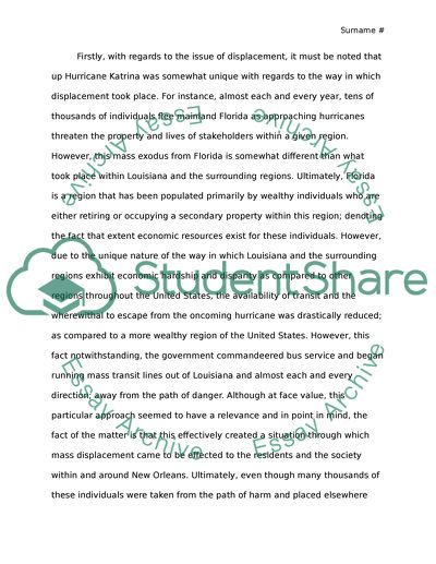 Sociological, Physical, and Psychological Impact of the Hurricane Katrina