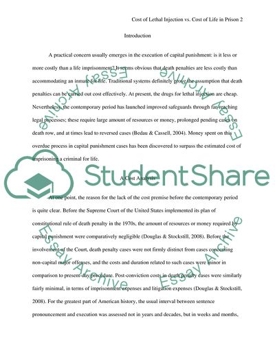 Cost of Lethal Injection vs Cost of Life in Prison