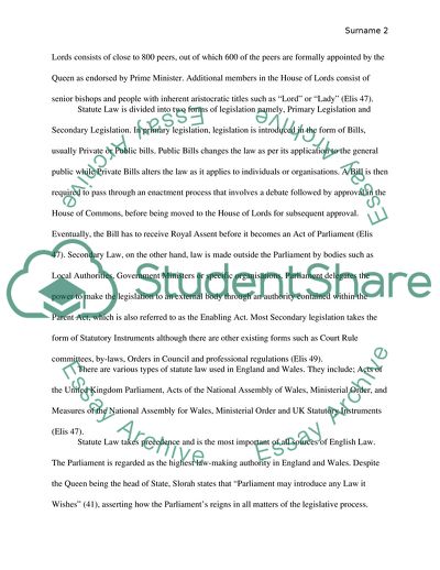 Sources of Law in England and Wales