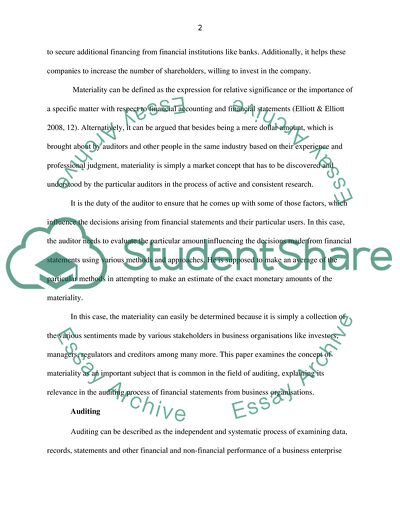 The Concept of Materiality in Auditing