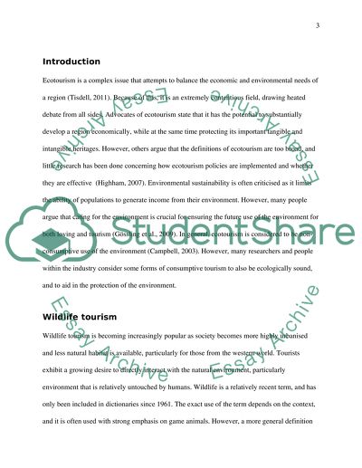 Consumptive Tourism and Sustainability