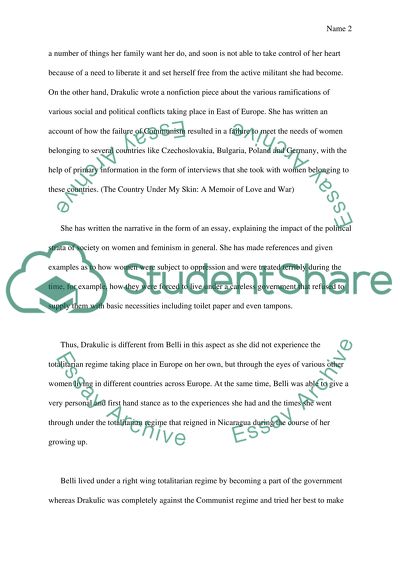 Reflective Response on Gioconda Belli and Slavenka Drakulic books