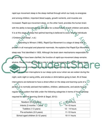 The Role of Sleep and REM Sleep in Optimal Learning