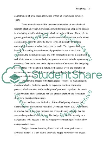 Benefits and Drawbacks of Traditional Budgeting Procedures