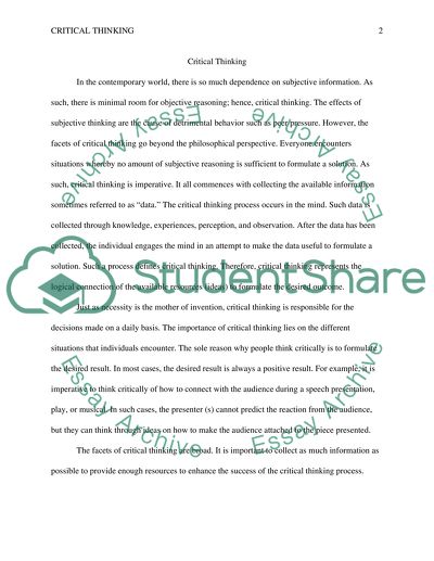 Define Critical Thinking