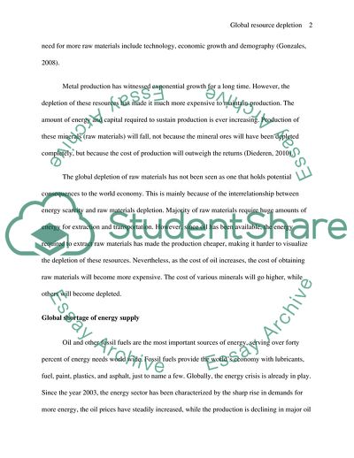 Global Resource Depletion: A Developing Focus in the Policy Arena