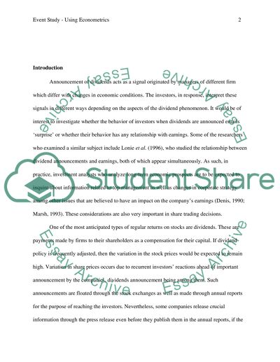 The Relevance of Dividend Announcements