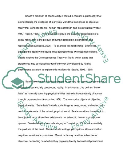 A Model of Social Reality: a Comprehensive Understanding of the Origins and Central Elements