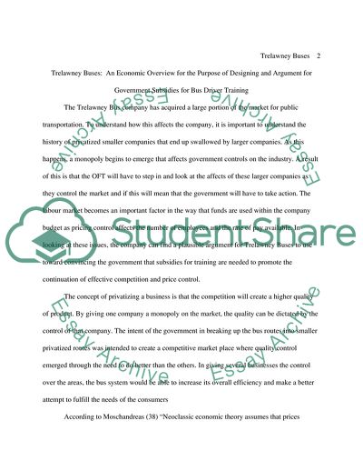 Purpose of Designing and Argument for Government Subsidies for Bus Driver Training