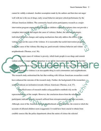 Analytical Critique Paper on African American Children