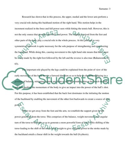Biomechanical Analysis of a Tennis Backhand Stroke