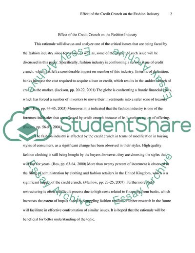 Effect of the credit crunch on the fashion industry