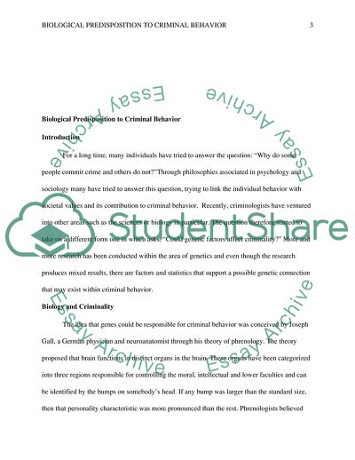 Biological Predisposition to Criminal Behavior