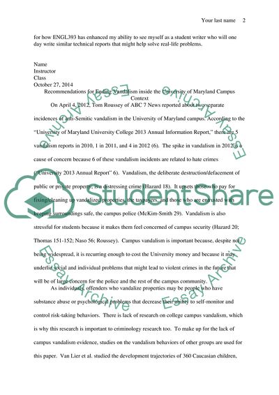 Ending Vandalism Inside the University of Maryland Campus